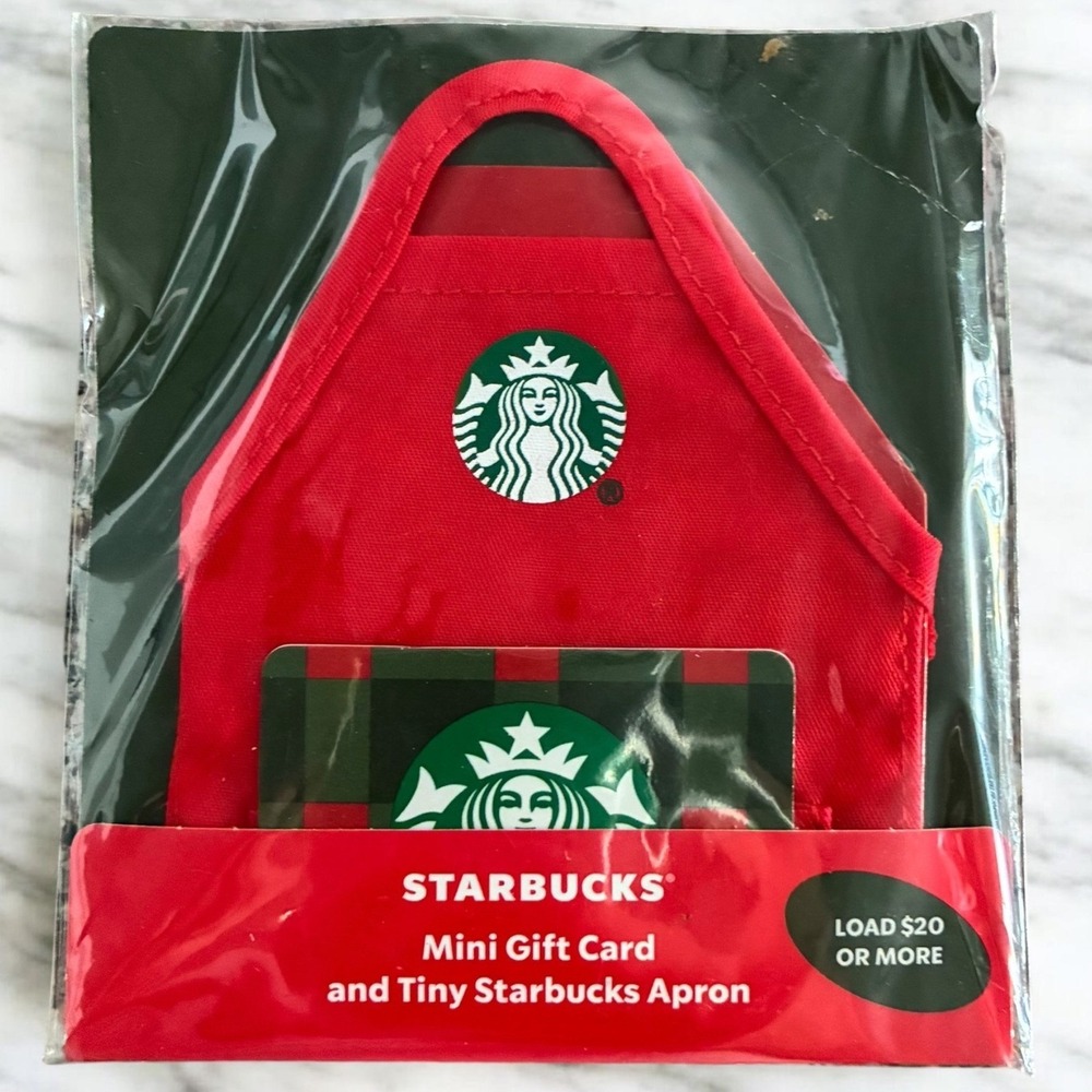 NWT Starbucks Mini Gift Card and Tiny Apron Red Holiday Collectible Item Barista